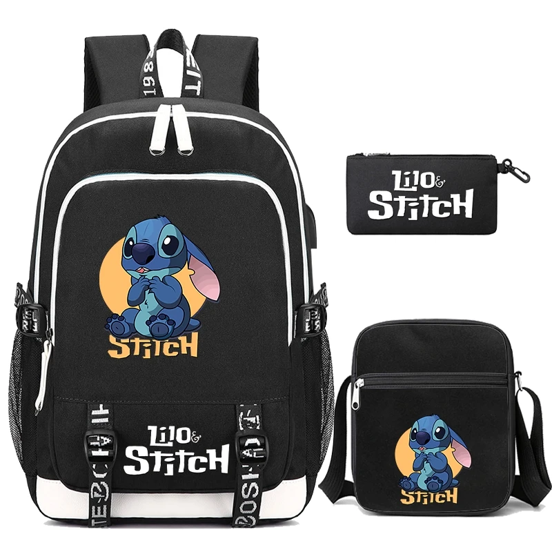 3 sztuk/zestaw plecak z motywem Stitch Disney Lilo dla chłopca dziewczyna z powrotem do szkoły plecak nastoletnie dzieci kreskówka torba studencka z