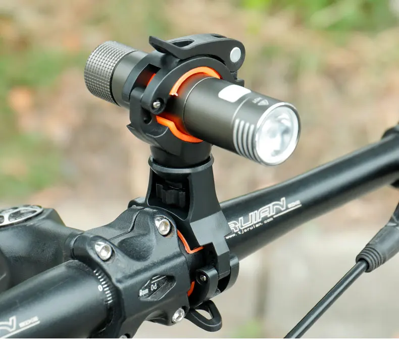Deemount 360°Rotation Tilting Adjustable Bike Lamp Flashlight Stand Mount Universal Cycling Clip Clamp LED Torch Holder