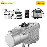 12V 5KW Diesel Fuel Liquid Heater Gasoline Preheater LCD Switch Silencer +Water Pump Parking Heating Device For Trucks Van Car