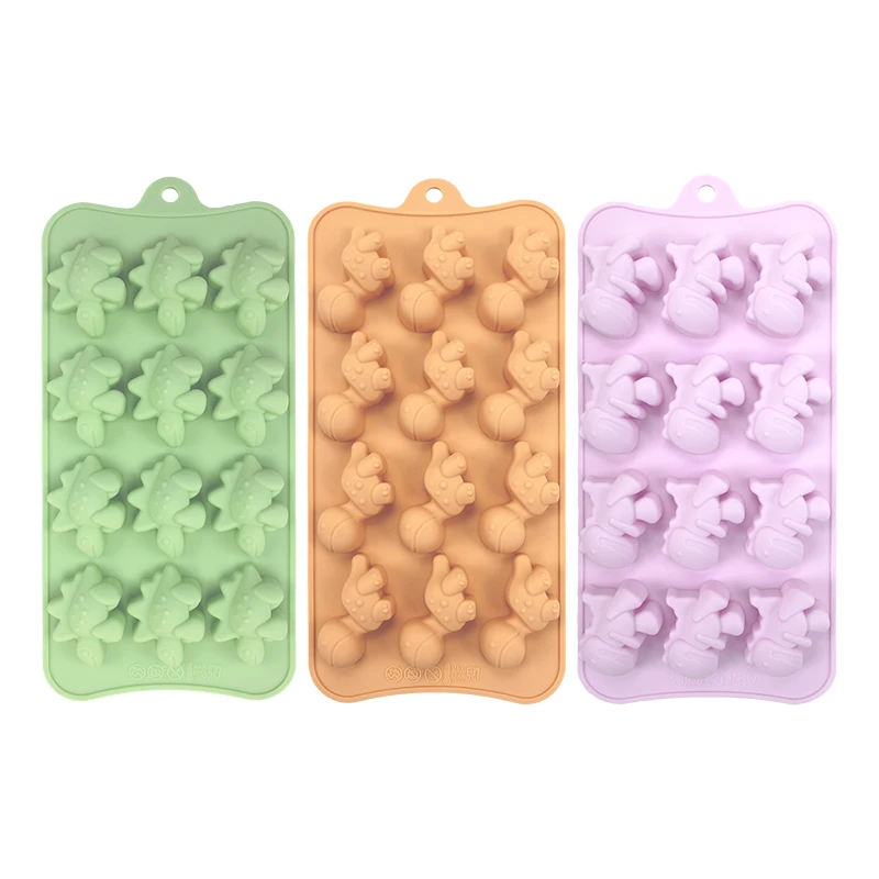 12Cavity Cute Dinosaur Silicone Gummy Cake Molds Chocolate Mold Ice Cube Tray Candy Foudant Mould Baking Decorating Tools -3pack