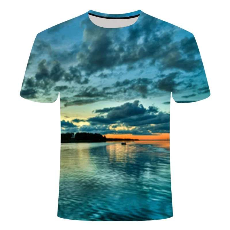 

New Summer Sunset Landscape Pattern 3d Printing Fashion Men's Women's Children's T-shirts Natural Breathable Lightweight Sports