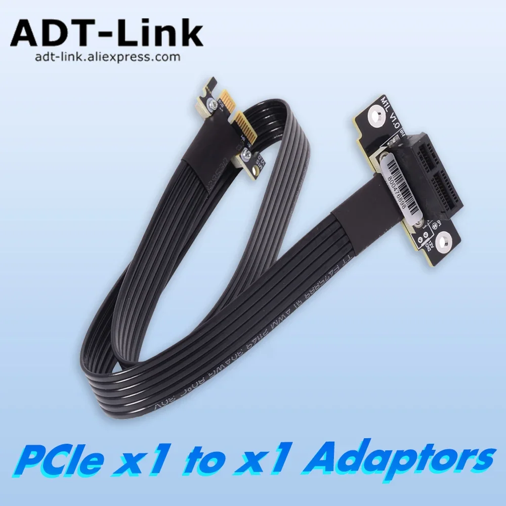 ADT PCIe X1 Adapter Extension Cable 8Gbps Dual Right Angle 90 Degree PCIe 3.0 4.0 X1 to X1 Adaptor for Network Cards Soundcards