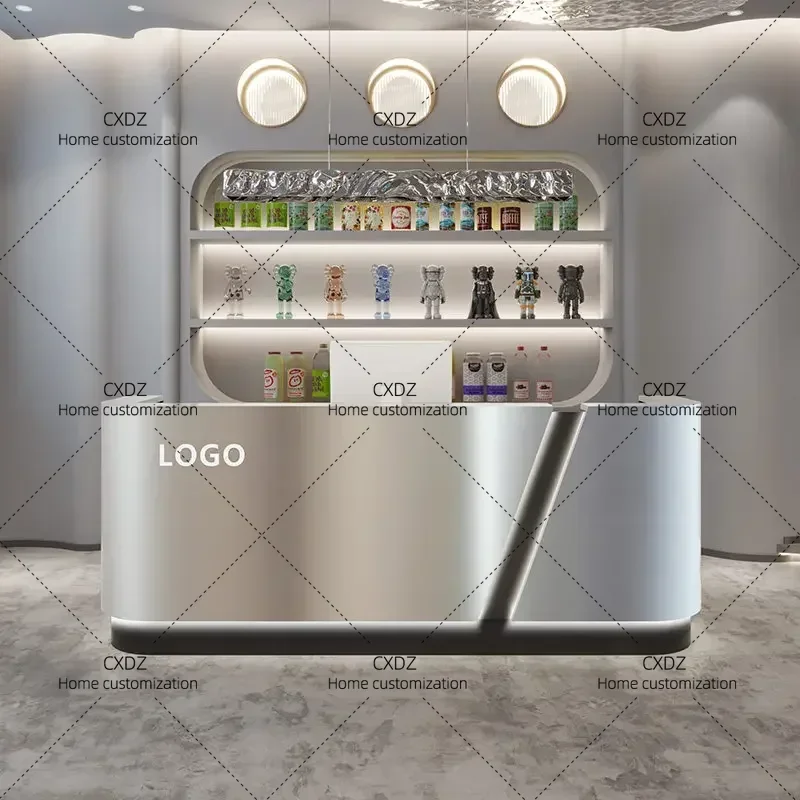 XXStainless Steel Cashier Desk Clothing Store Hair Salon Store Bureaux De Travail Reception Counter Customer Center Furniture