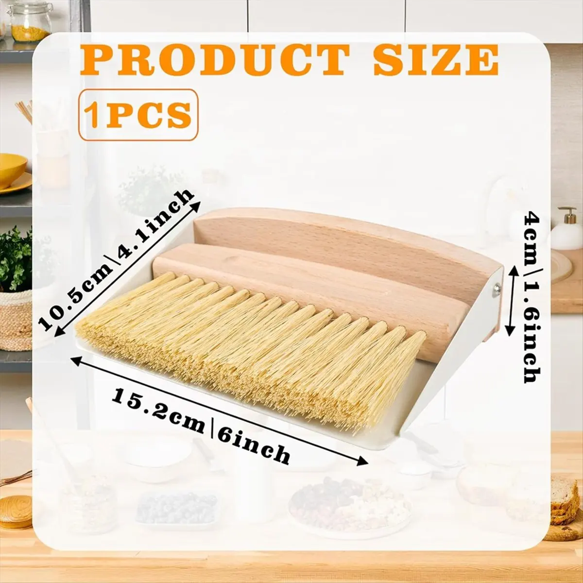 N14R Top Small Dust Pan and Brush Set, Mini Hand Broom and Dustpan Set, Wooden Crumb Sweeper for Home Desktop, Sofa White