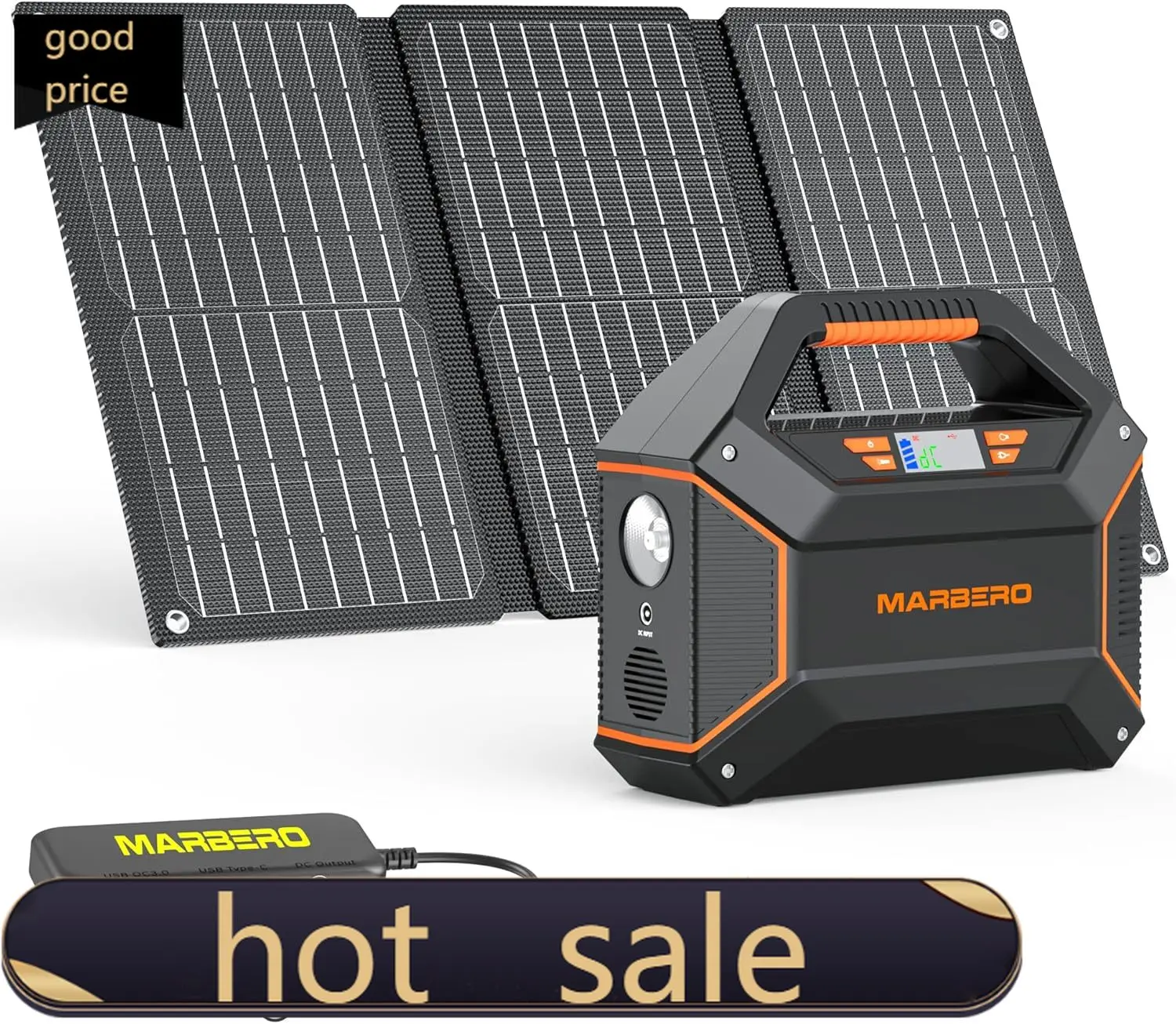 

155Wh Solar Generator with 30W Solar Panel Portable Power Station 100W Multi Output Built in LED Flashlight 6 5ft Cable Ultra
