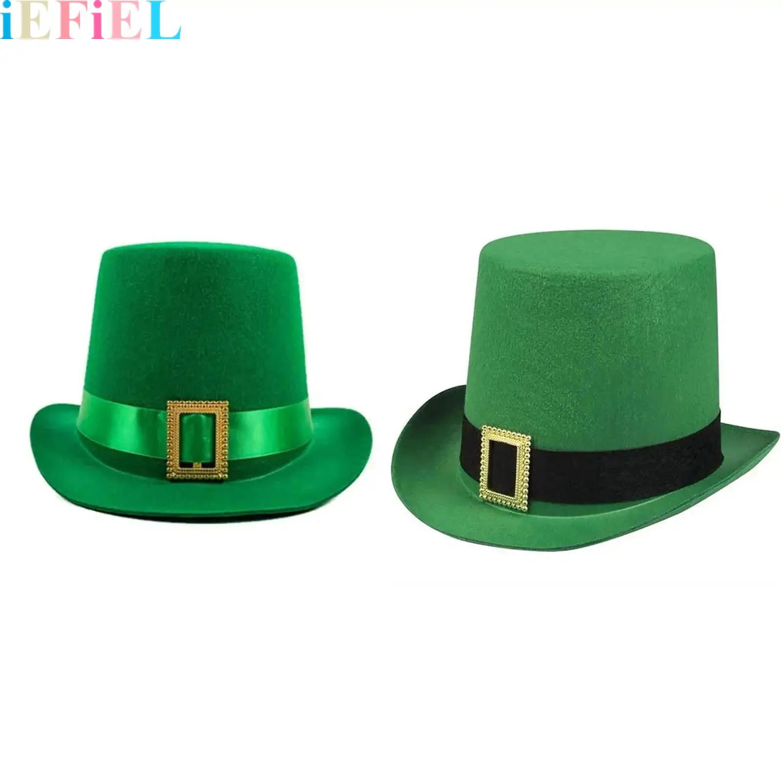 

Men Women Green Top Hat Wide Brim Fedora Hat Magician Cap Gentleman Jazz Hat for Halloween Irish Holiday Festive Xmas Party Hat