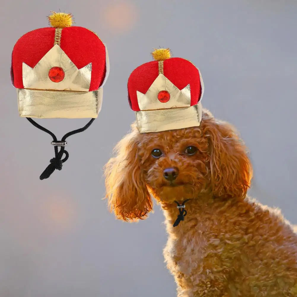 Fun Pet Headwear Adorable Pet King Crown Hat for Dogs Adjustable Size Soft Headwear for Cosplay Cute Dog Prop for Pet Supplies