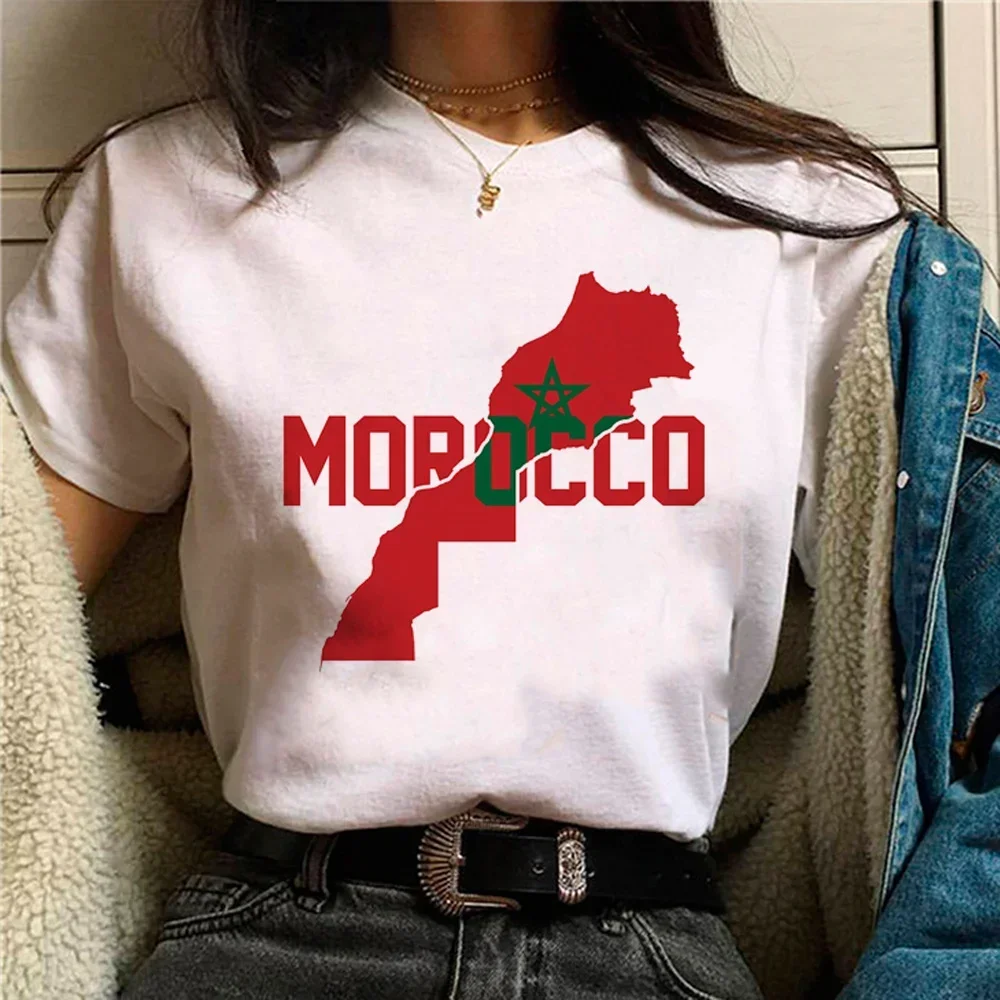 

Maroc Morocco Top Women Y2K Harajuku Manga T Shirt Girl Harajuku Anime Funny Clothes