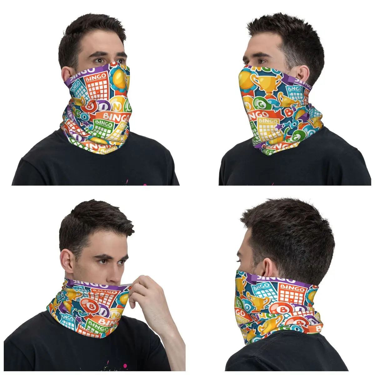 Bingo Paper Game Bandana Neck Gaiter Windproof Face Scarf Cover Men Women Headband Tube Balaclava