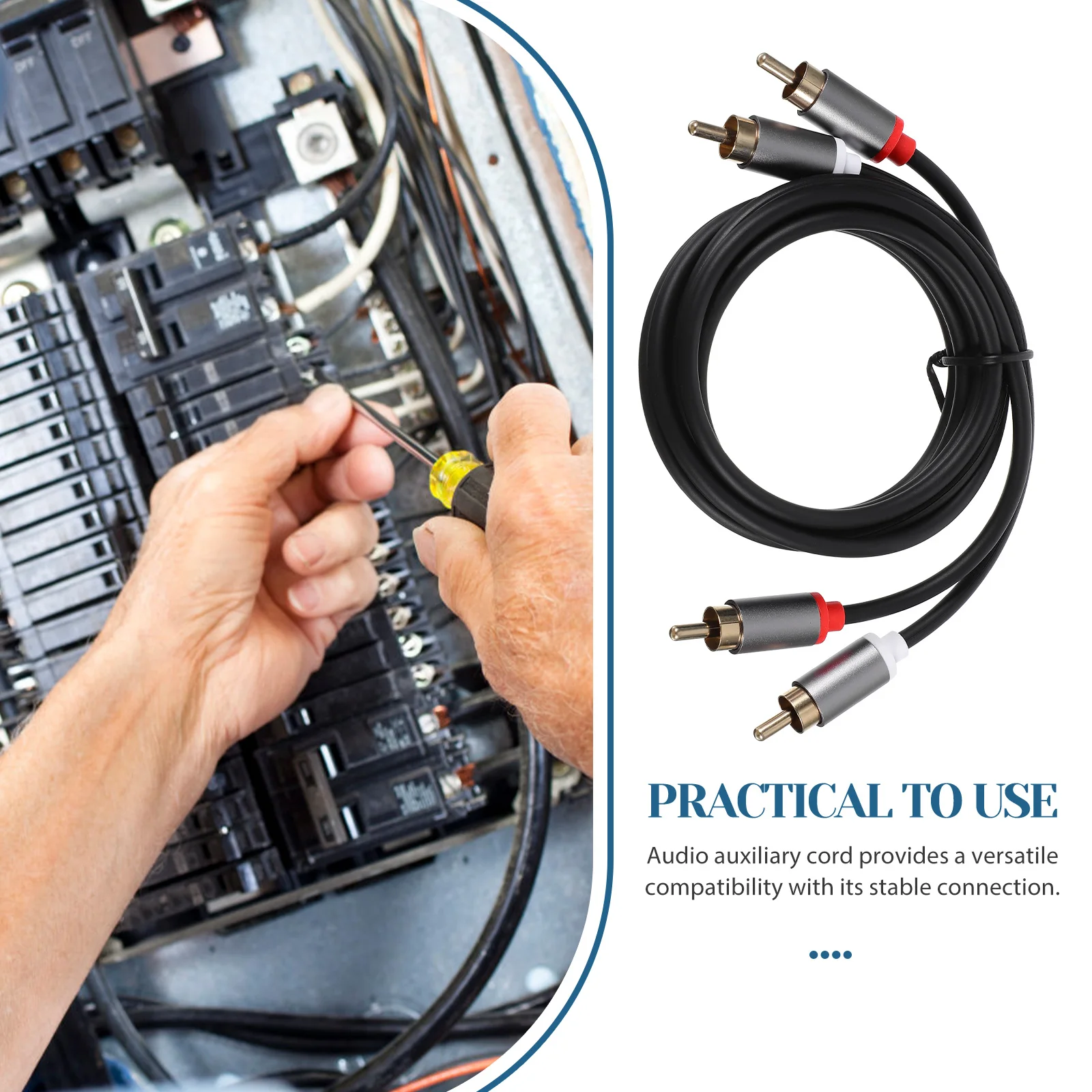 

2 2 Audio Cables For Speakers Audio Video Cable 1M Stone Grey Speaker Subwoofer AUX Cord Reliable Transmission