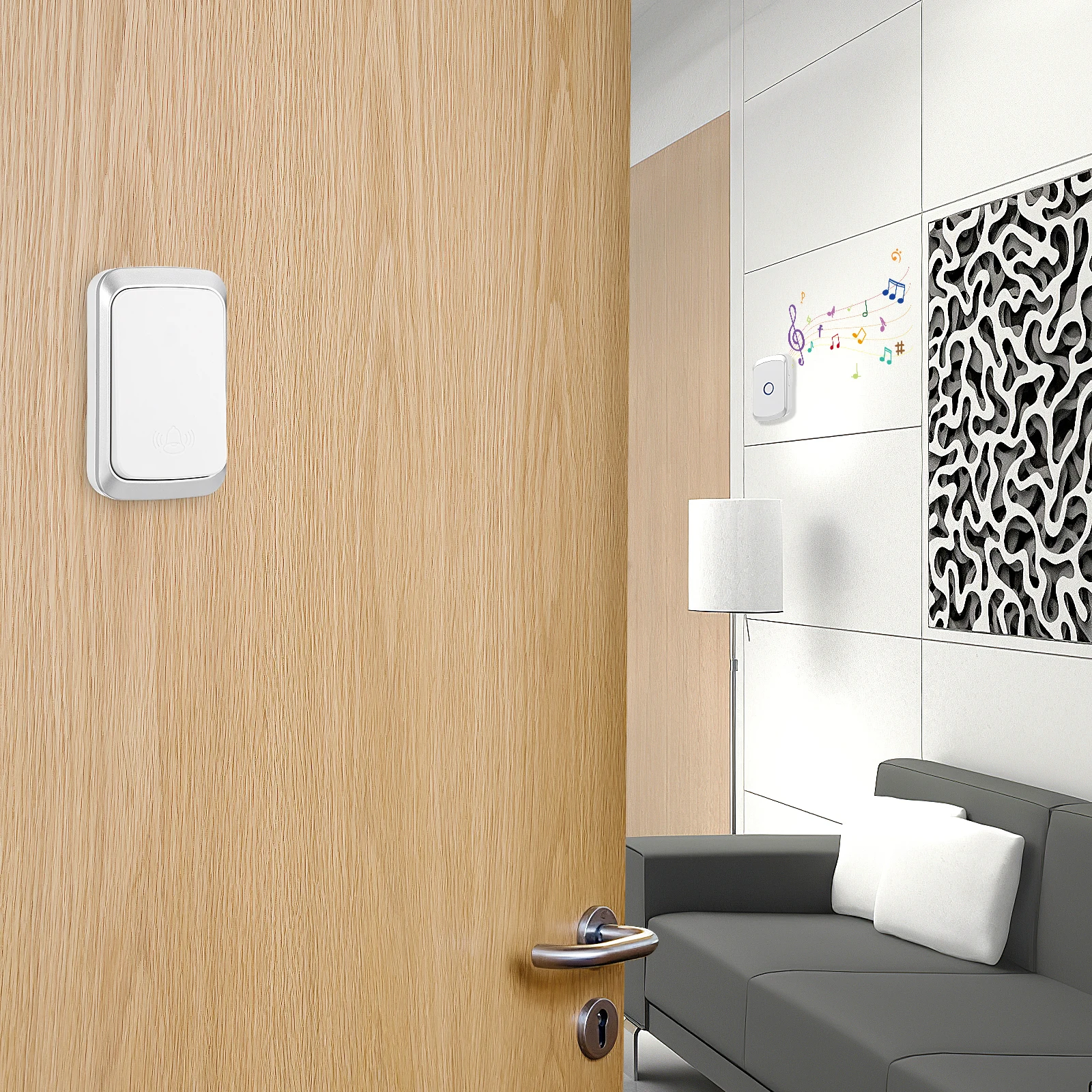 

Wireless Doorbell for Home Long Range Cordless Doorbells Metal Design Volume Control Multiple Ringtones