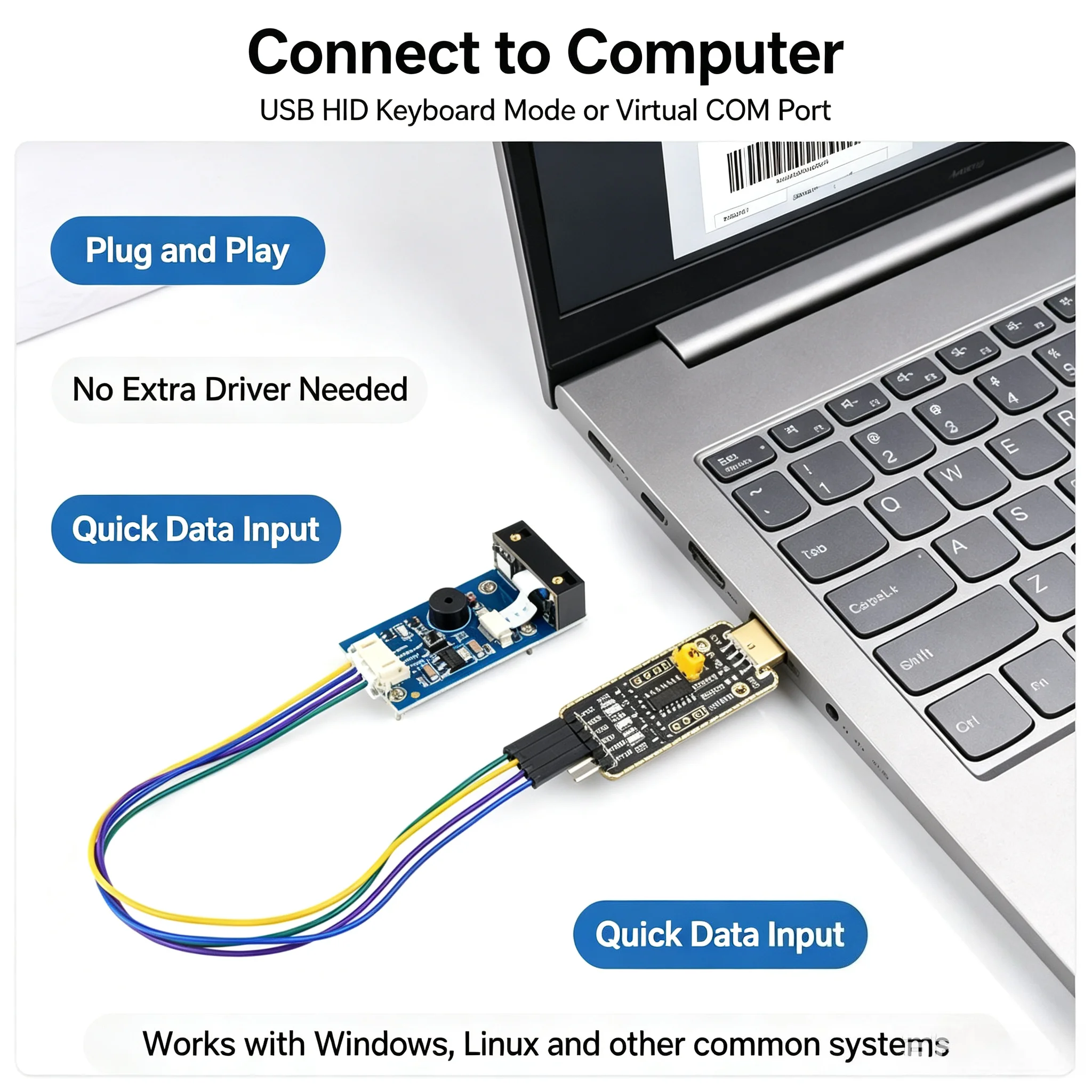 Barcode / QR Code Scanning and Recognition Module, High‑precision, PC, PDF417, USB/UART
