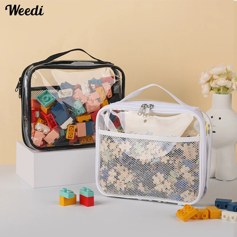 Weedi Large Capacity Block toys storage bag Transparent Zipper Puzzle toy Organizer Bags for kids Cosmetic Storage Organizer Bag