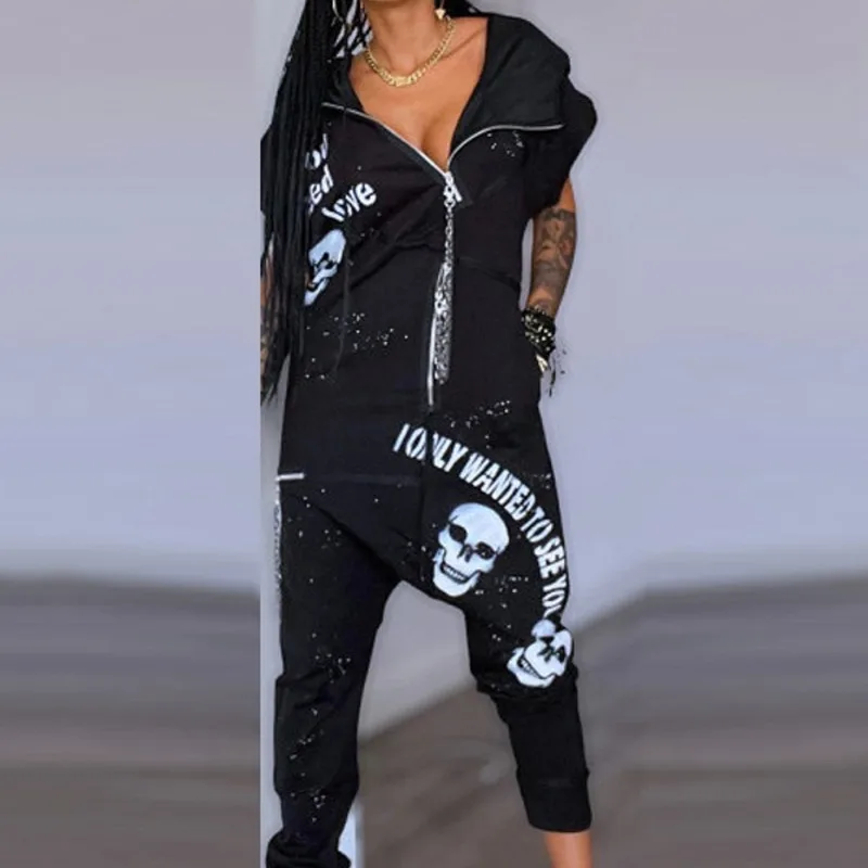 

Women's Clothing Jumpsuit Fashion Loose Lettering Sports Jumpsuits Zipper Jumpsuits Fitness Yoga Clothes for Women