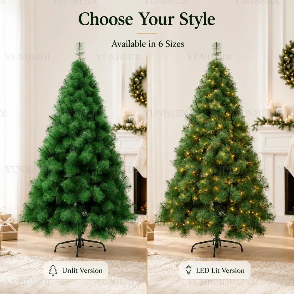 Artificial Christmas Tree Pine Needles PET Encryption with LED Lights Christmas Tree 90cm to 240cm Christmas Family Decorations