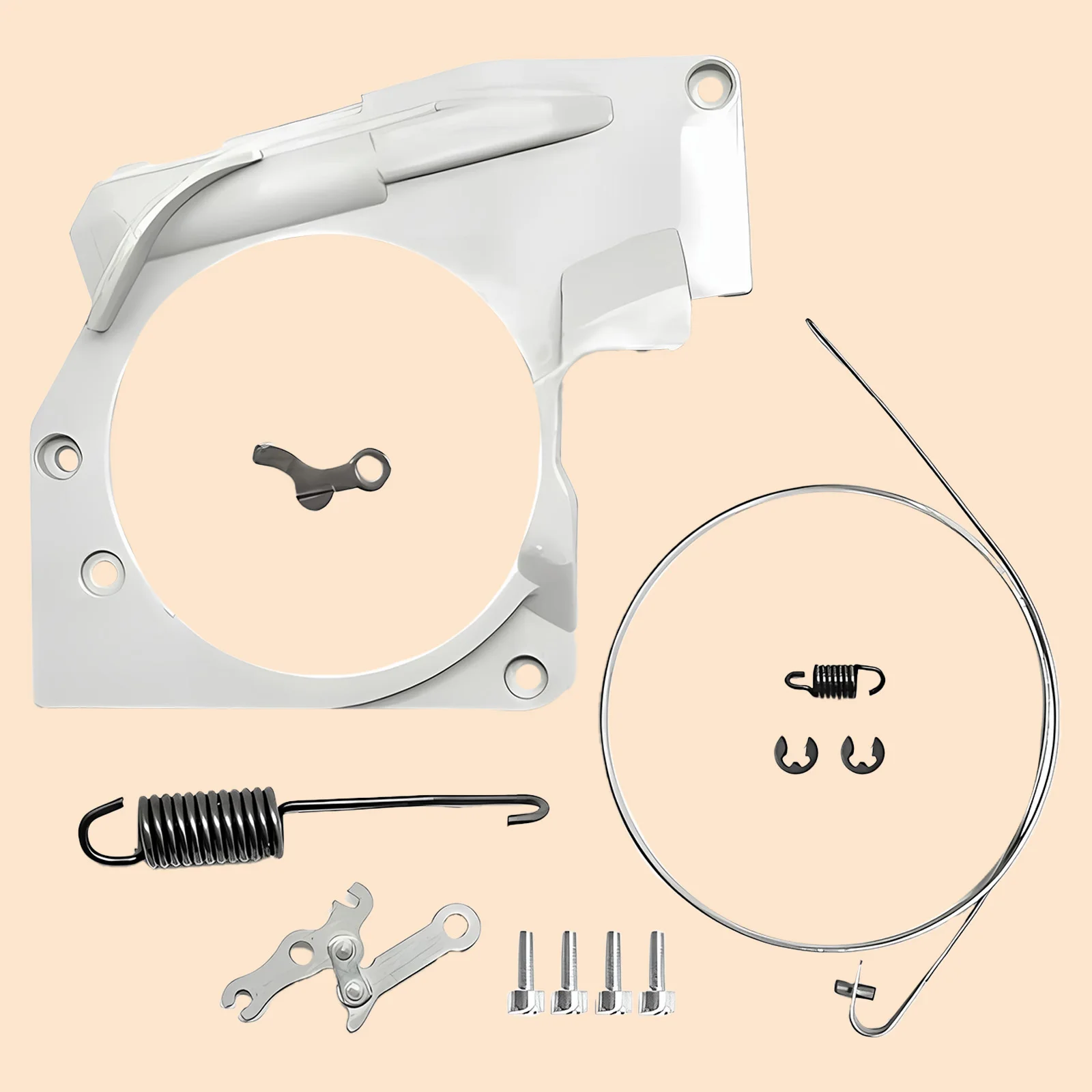 

Крышка тормоза цепи, натяжная пружинная лента, зажимы уровня, винты в сборе, подходят для бензопилы Stihl 066 MS650 MS660, замена 1122 021 1105