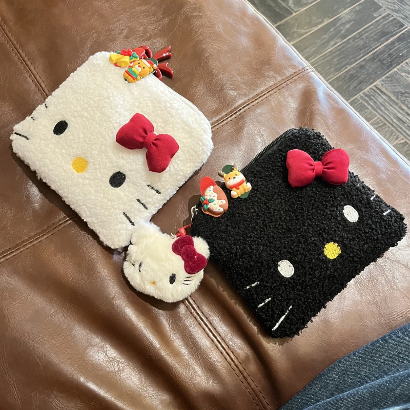 

Hello Kitty Cute Makeup Bag Fashion Girl Heart Hairy Storage Bag Cartoon Earphones Lipstick Handbag Women Accessories Wholesale