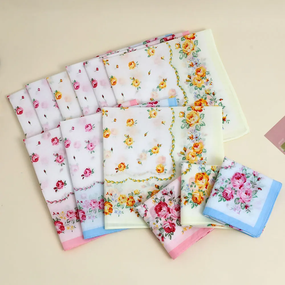 3-Pack of Women's Handkerchiefs, Pure Cotton Handkerchiefs, Sweat-Wiping Flap Pocket Pants Squirrels, Placemats, Bridal Souvenirs, Suitable for All Seasons