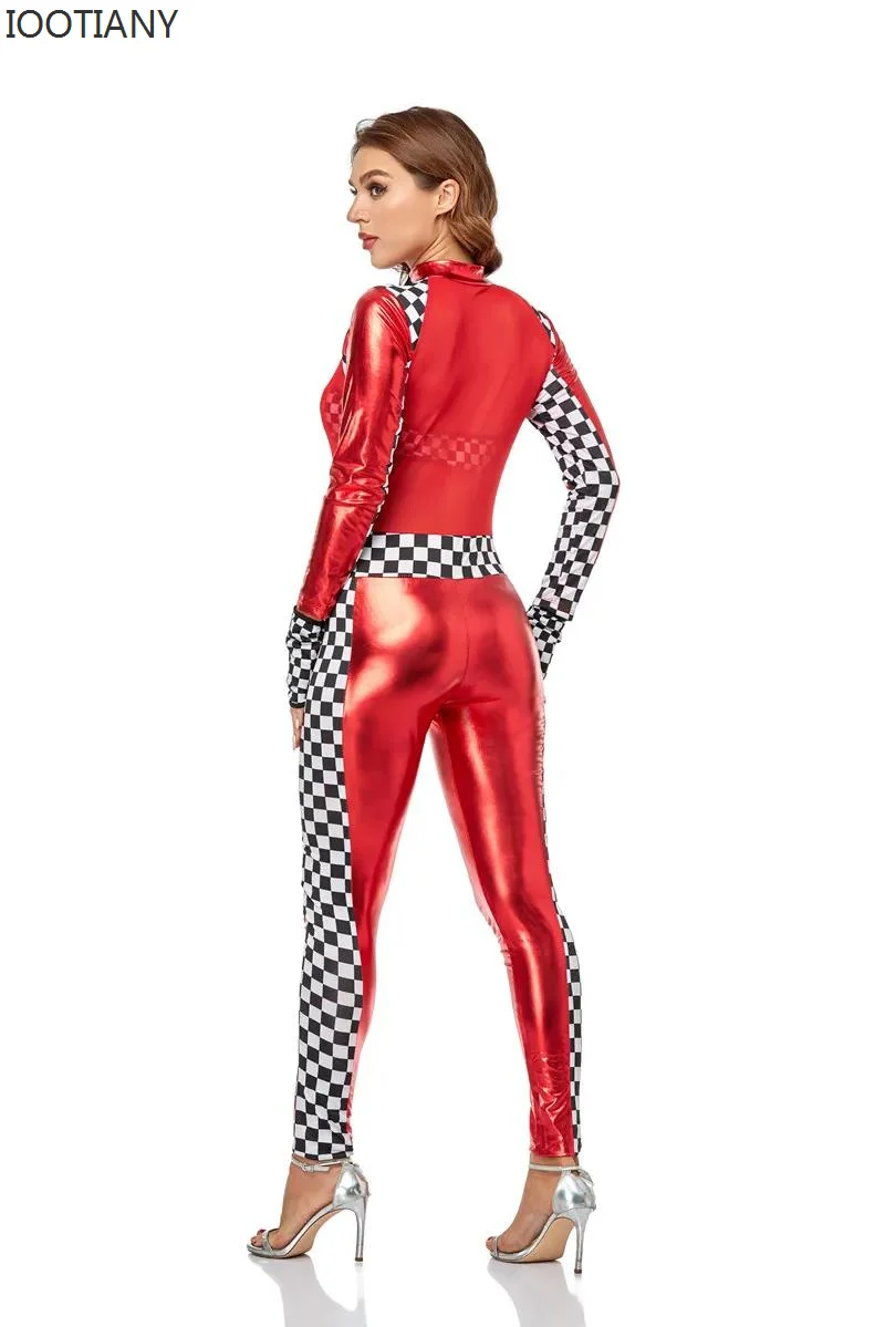 Sexy Racing Girl Cosplay Kostuum Volwassen Vrouwelijke Racing Driver Auto Model Cheerleading Panty Jumpsuit Pak Podium Nachtclub Uniform