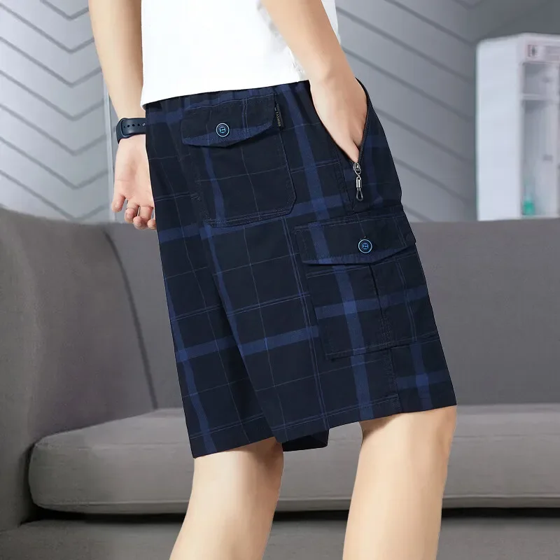 LIBIELIY Large Size Men's Work Shorts Zipper Pockets Mens Cargo Shorts Loose Wide Leg Short Beach Running Gym Shorts