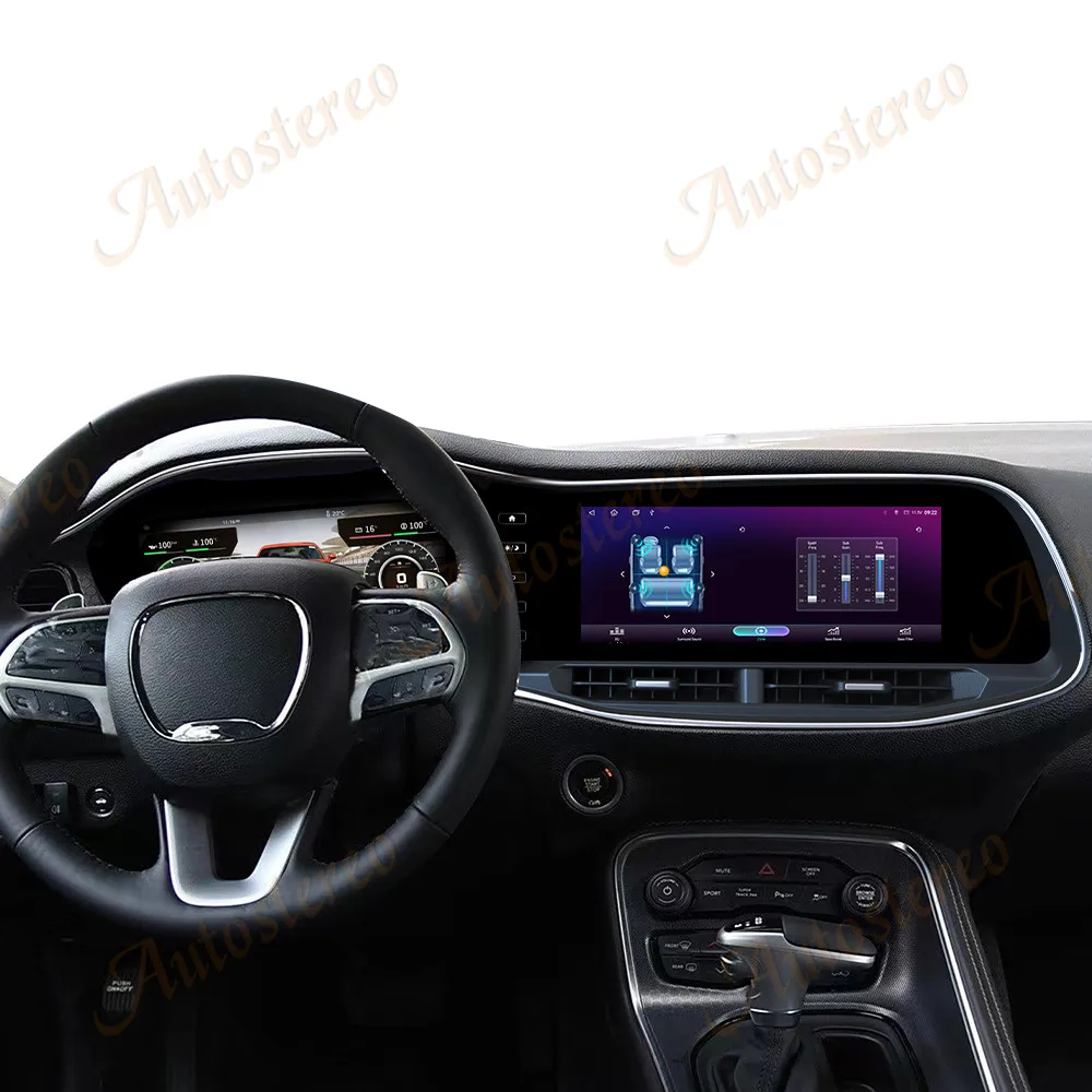Car Digital Odometer Cluster Dual Screen For Dodge Challenger Hellcat SRT Android Carplay Radio GPS Navigation Multimedia Player