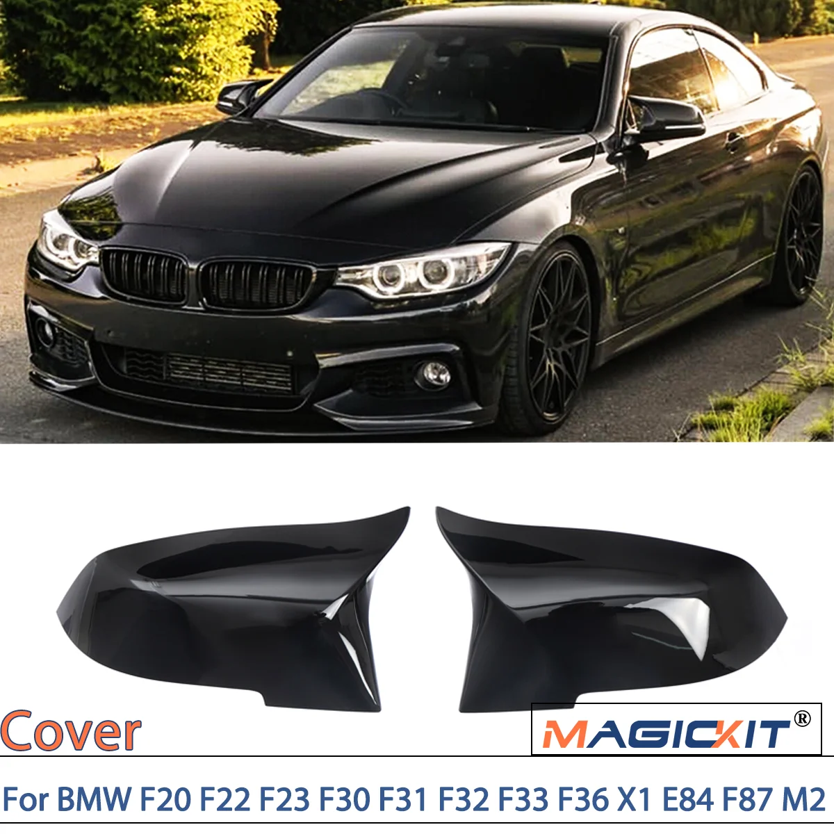 

MagicKit M performance Mirror Cover Cap Gloss Black For BMW F20 F22 F23 F30 F31 F32 F33 F36 X1 E84 F87 M2 CAR Accessories