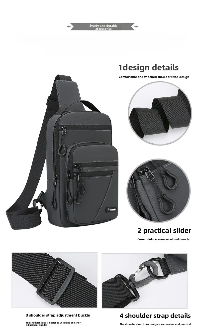 New Minimalist Men's Chest Bag, Casual Sports Single-shoulder Bag, Multi-layered Versatile Crossbody Bag, Cycling Crossbody Bag