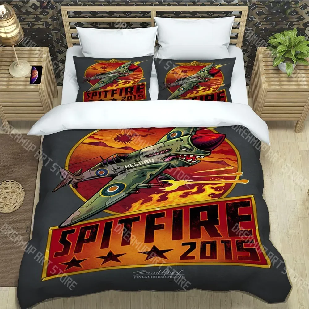 2026 S-Spitfire Fashion Trendy Print Three-piece Set Suitable For Kids Or Adults Quilt Cover Pillowcase Bedding Set Birthday Gif