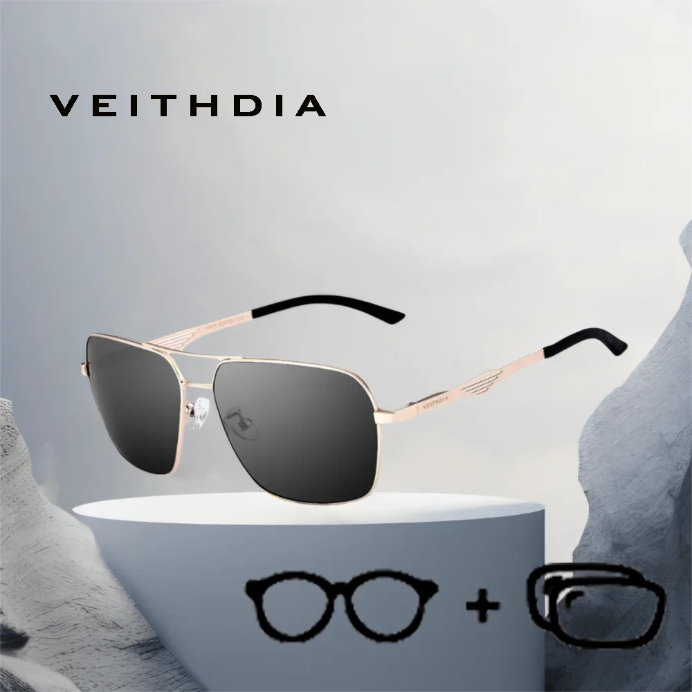 

VEITHDIA брендовые солнцезащитные очки по рецепту, поляризационные солнцезащитные очки UV400 для близорукости, винтажные спортивные очки для вождения на открытом воздухе PJ2459