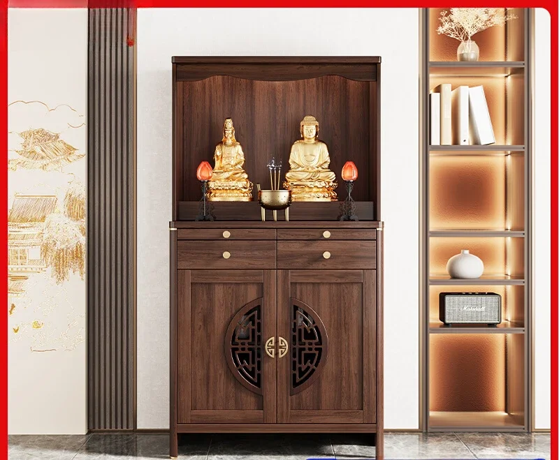 New Chinese-style vertical cabinet Guanyin Bodhisattva household God of Wealth offering table, Buddha statue offering table