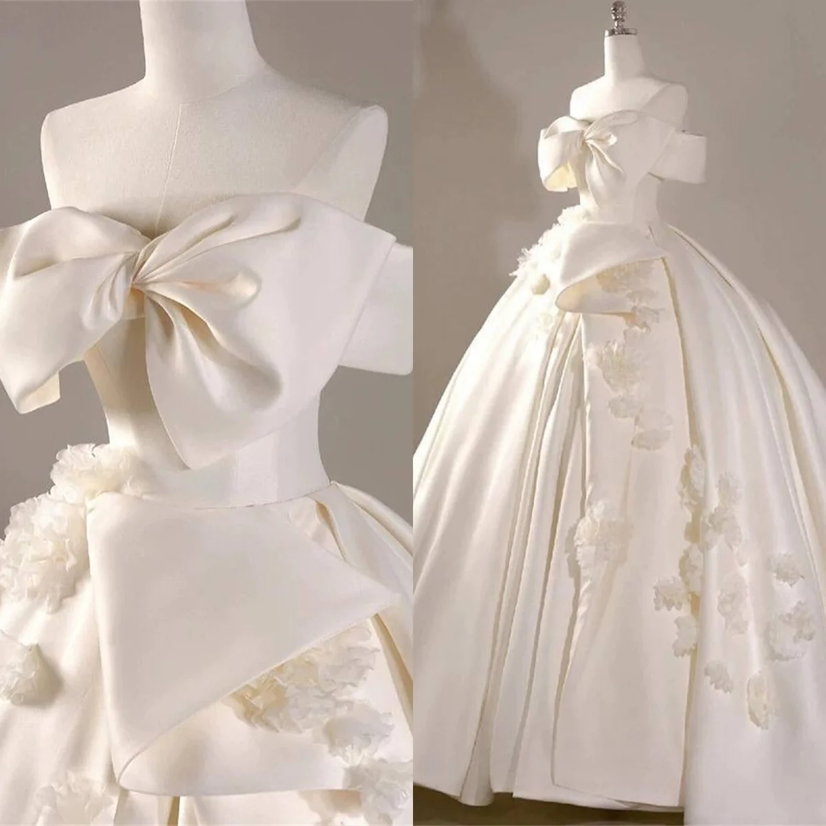 

Customized Graceful Ivory Satin Evening Dress Delicate Strapless Off the Shoulder Sleeveless Zipper Back Special Occasion Gowns
