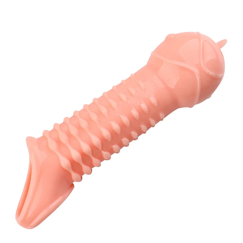 Silicone Reusable Penis Sleeve Flexible Glans Penis Enlarger Extender Delay Ejaculation Massage Vagina Adult Sex Toys For Men