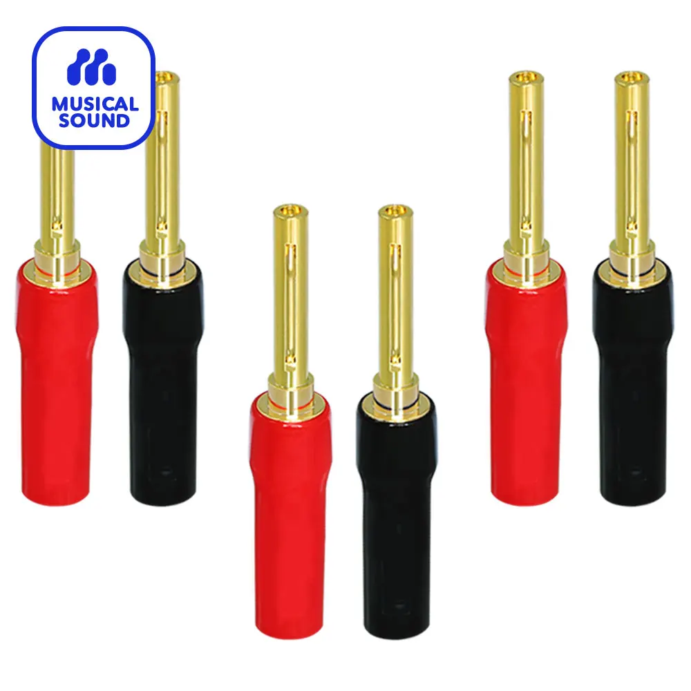 

6Pcs/Lot Gold Plated Banana Plug HiFi Audio Speaker Cable Connector Audio/Video Audio Speaker Jack Amplifier Banana Plug