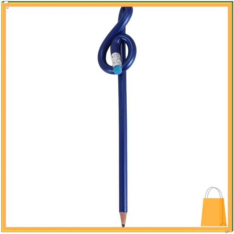 L52A-lápices de notas para estudiantes, lápices de notas musicales con borrador, lápices musicales coloridos, lápiz doblado de clave de sol de madera