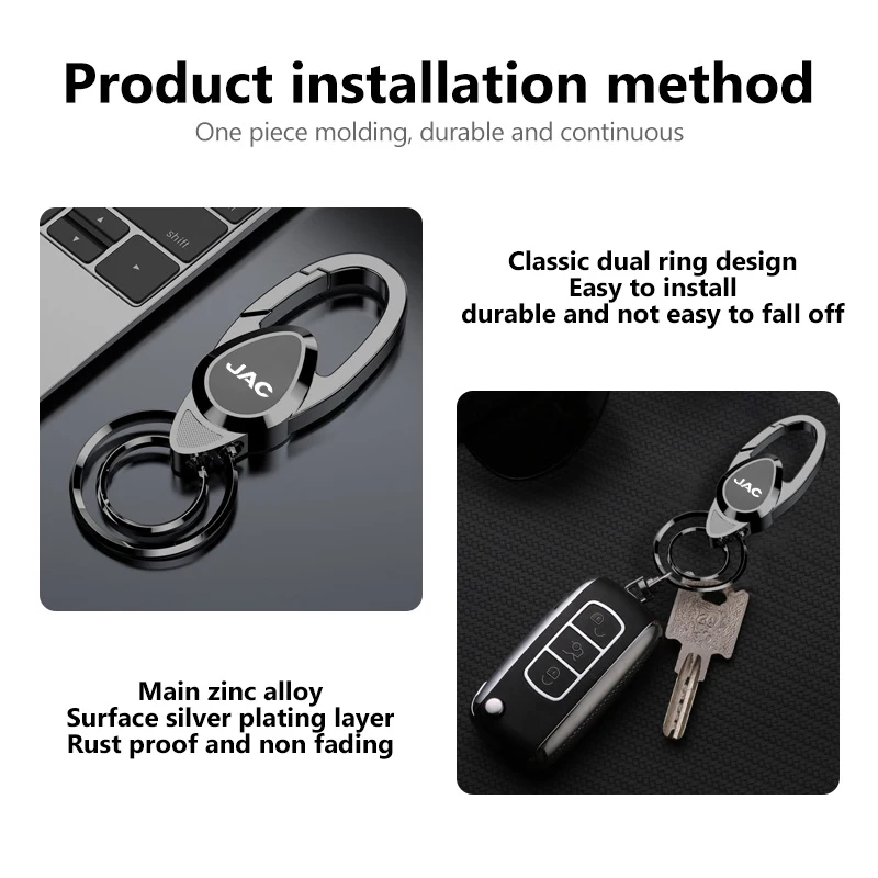 For JAC Metal Car Key Chain Keyring Pendant Auto Badge Keychain RF8 M3 M4 X8 Plus A5 E10X QX T6 T8 Pro T9 J3 J2 S5 Auto Accessor 2