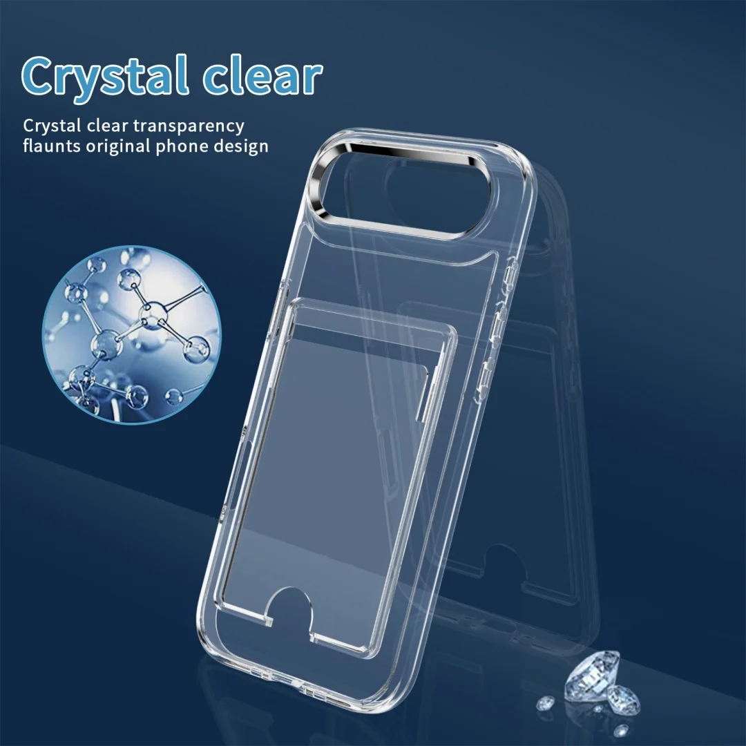 Luxury Clear Card Slot Holder Wallet Case For iPhone 17 Air 16 E 14 15 Plus 12 11 13 Pro XS Max XR Shockproof Acrylic Hard Cover view 4