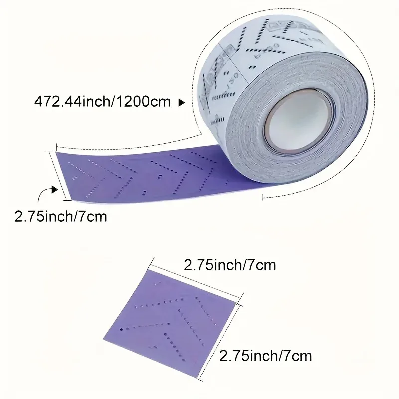 Rotolo di carta vetrata rettangolare strappata a mano rotolo di stoffa smeriglio levigatura a mano piallatura a mano levigatura a secco tre in uno viola 70mm/12M