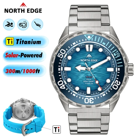 NORTH EDGE TRITON-TI Titanium Stainless Solar-Powered Diving Watch