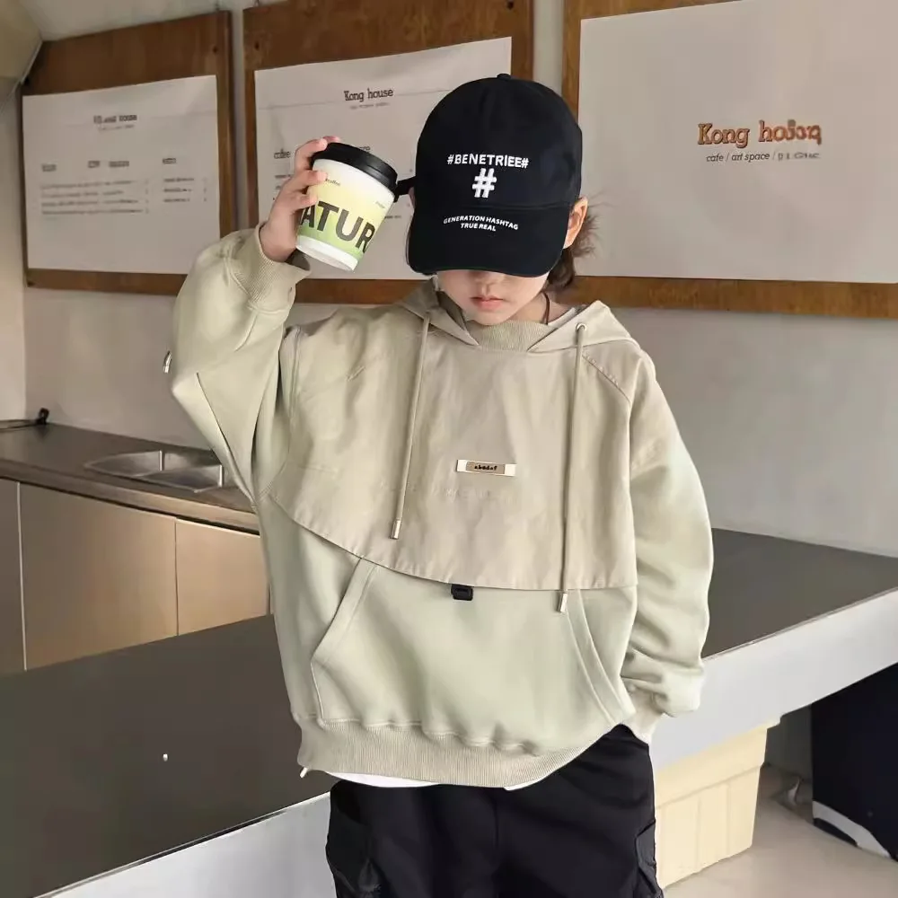 

2025 New Children's Autumn Casual Sports Hooded Tops for Big Kids