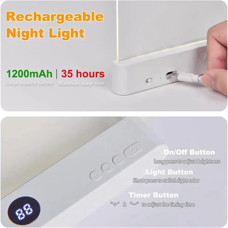 Book Light Dimmable Panel Plate Lamp Forstudying Forreading Inbed At Night Blackabgi