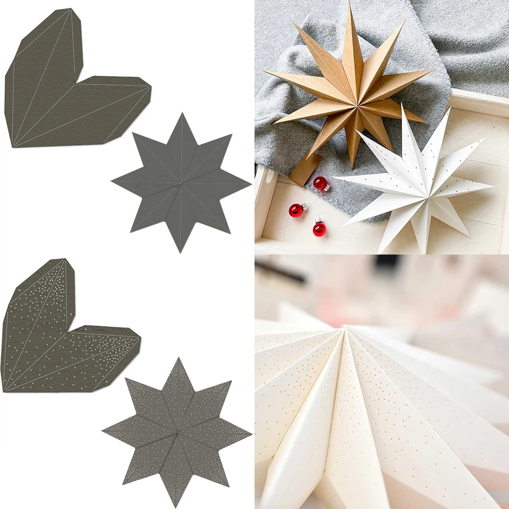 Different Size Christmas Stars Metal Cutting Dies Origami Snowflake Diecut Set 2023 New DIY Craft Paper Cards Scrapbooking