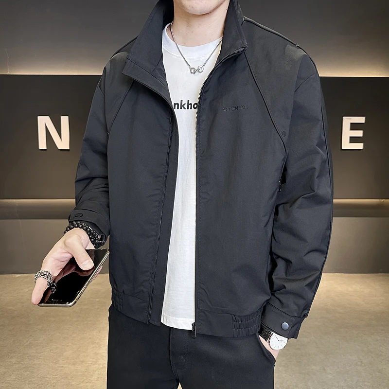 

Men's Pure Color Thin Breathable Stand Collar Jaet Casual Versatile Lightweight Faionable Spring Autumn Outerwear