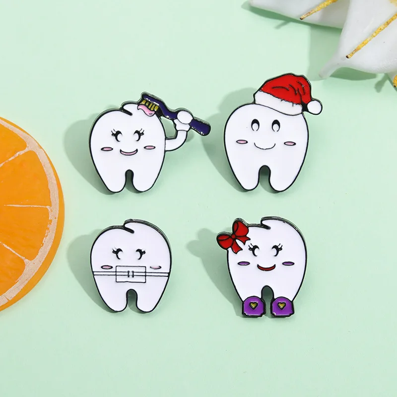 toothbrush tooth organ Medical treatment Enamel Brooch Heart Stethoscope Pins for Nurse Doctor Cartoon Love Backpack Lapel Bad