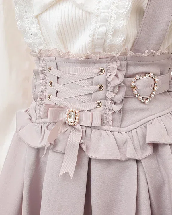 Japanese Liz Mine Mass Production Detachable Suspender Skirt 2024 Spring and Autumn Heart Cross Suspender Back Bow Strap Skirt