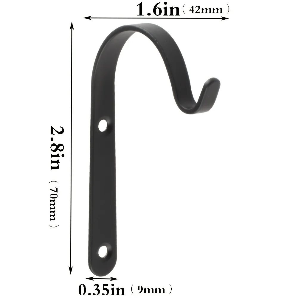6 pieces of large 70mm metal wall hooks, for hanging plant supports and decorative arc-shaped hooks for flower baskets