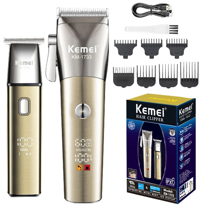 Kemei 1733 professional Waterproof combo kit Hair Clipper Rechargeable Beard Hair Trimmer For Men Electric Haircut Machine Kit