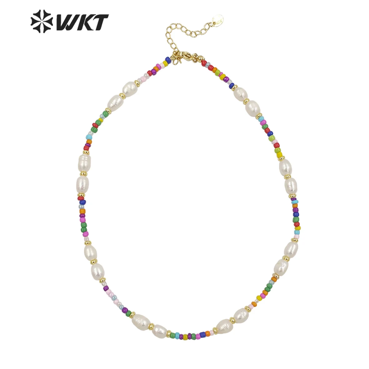 WT-JN198 Newest tiny Elegant mix Pearl necklace women hand made colorful beads Gorgeous wedding necklace