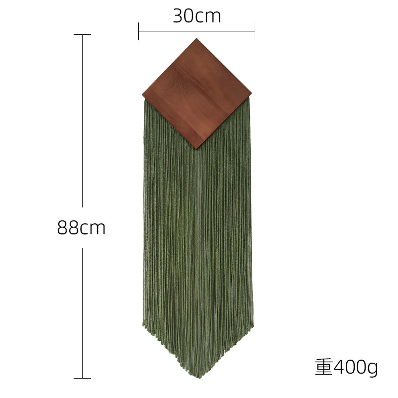 Vintage Wooden Plate Tassel Wall Tapestry Bohemian Hand‑Knitted Wall Hanging for Apartment Dorm Background Home Decoration.
