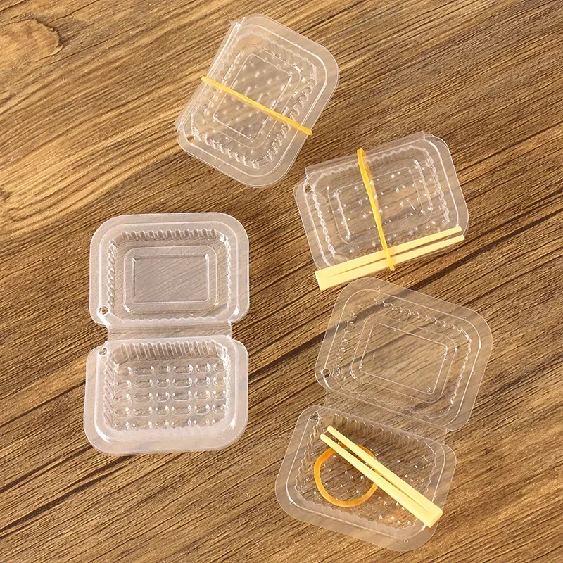 5Pcs Creative Fun Mini Transparent Disposable Plastic Fast Food Box Chopstick Handmade Restaurant  Packing Box Lunch Miniatures