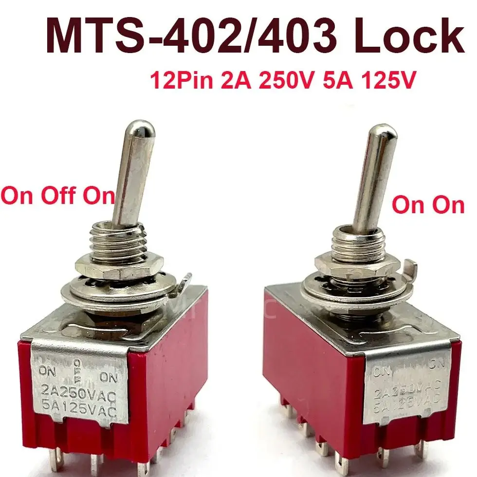 MTS-402 ON/ON MTS-403 ON/OFF/-ON interrupteur à bascule AC 250V 2A 120V 5A 12 broches 4PD